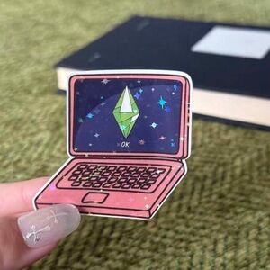 Girly Gamer Plumbob Pink Laptop Shiny Sticker